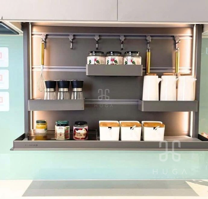 Giá gia vị nâng hạ điện,  Giá gia vị nâng hạ điện HIGOLD Star Move Pro, Giá gia vị nâng hạ điện, Giá nâng hạ gia vị 2 tầng, kệ gia vị, kệ gia vị đa năng, giá gia vị, phụ kiện tủ bếp trên, kệ gia vị tủ trên, phụ kiện nâng hạ tủ trên, Giá nâng hạ gia vị 2 tầng dành cho tủ bếp trên