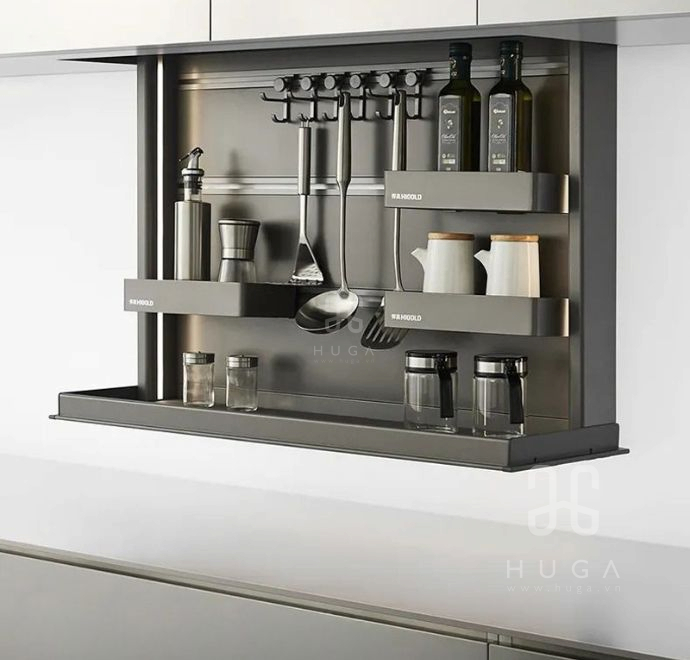 Giá gia vị nâng hạ điện,  Giá gia vị nâng hạ điện HIGOLD Star Move Pro, Giá gia vị nâng hạ điện, Giá nâng hạ gia vị 2 tầng, kệ gia vị, kệ gia vị đa năng, giá gia vị, phụ kiện tủ bếp trên, kệ gia vị tủ trên, phụ kiện nâng hạ tủ trên, Giá nâng hạ gia vị 2 tầng dành cho tủ bếp trên