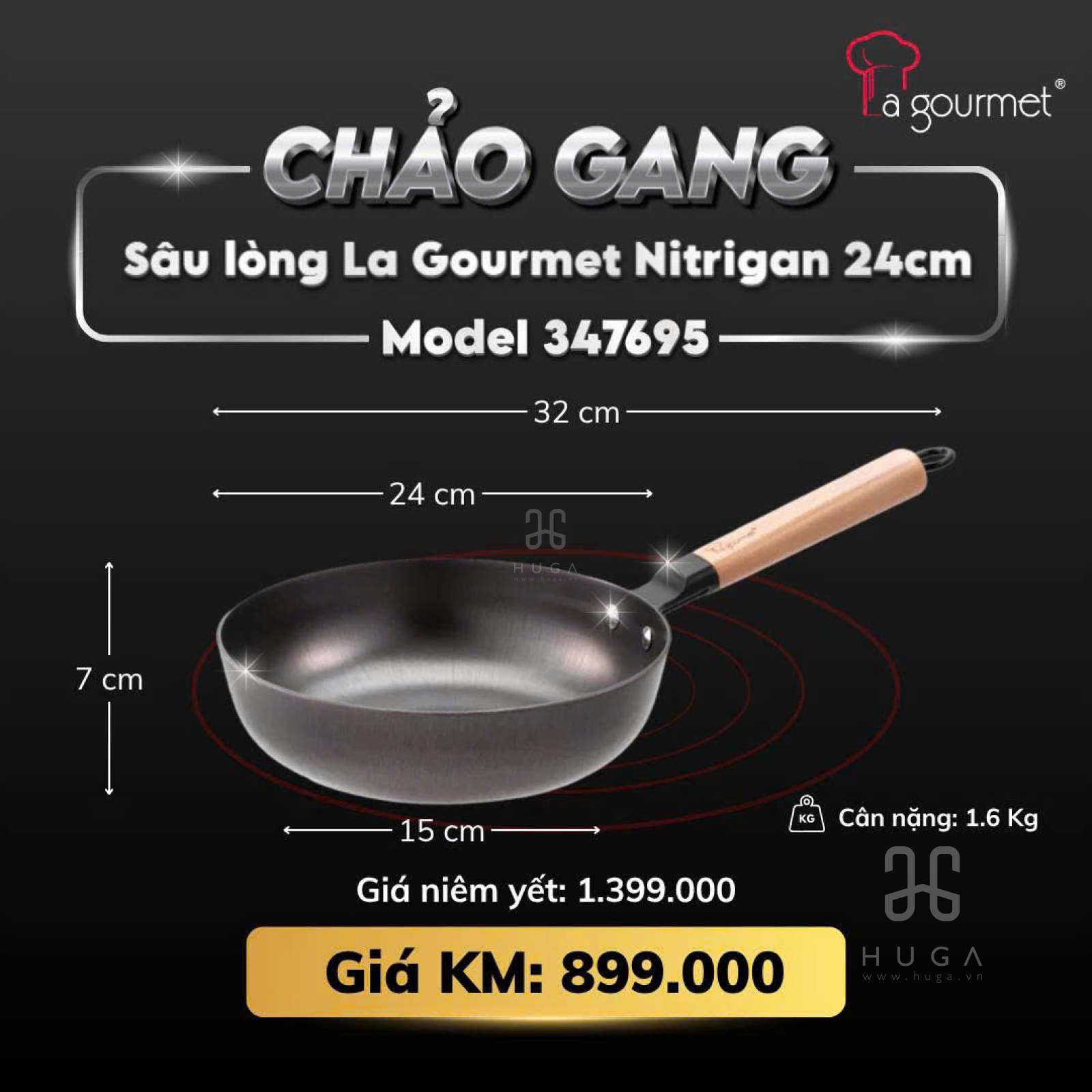 Chảo gang Nitrigan La gourmet, Chảo gang Nitrigan La gourmet, Chảo gang, Chảo gang La gourmet, chảo gang tốt,