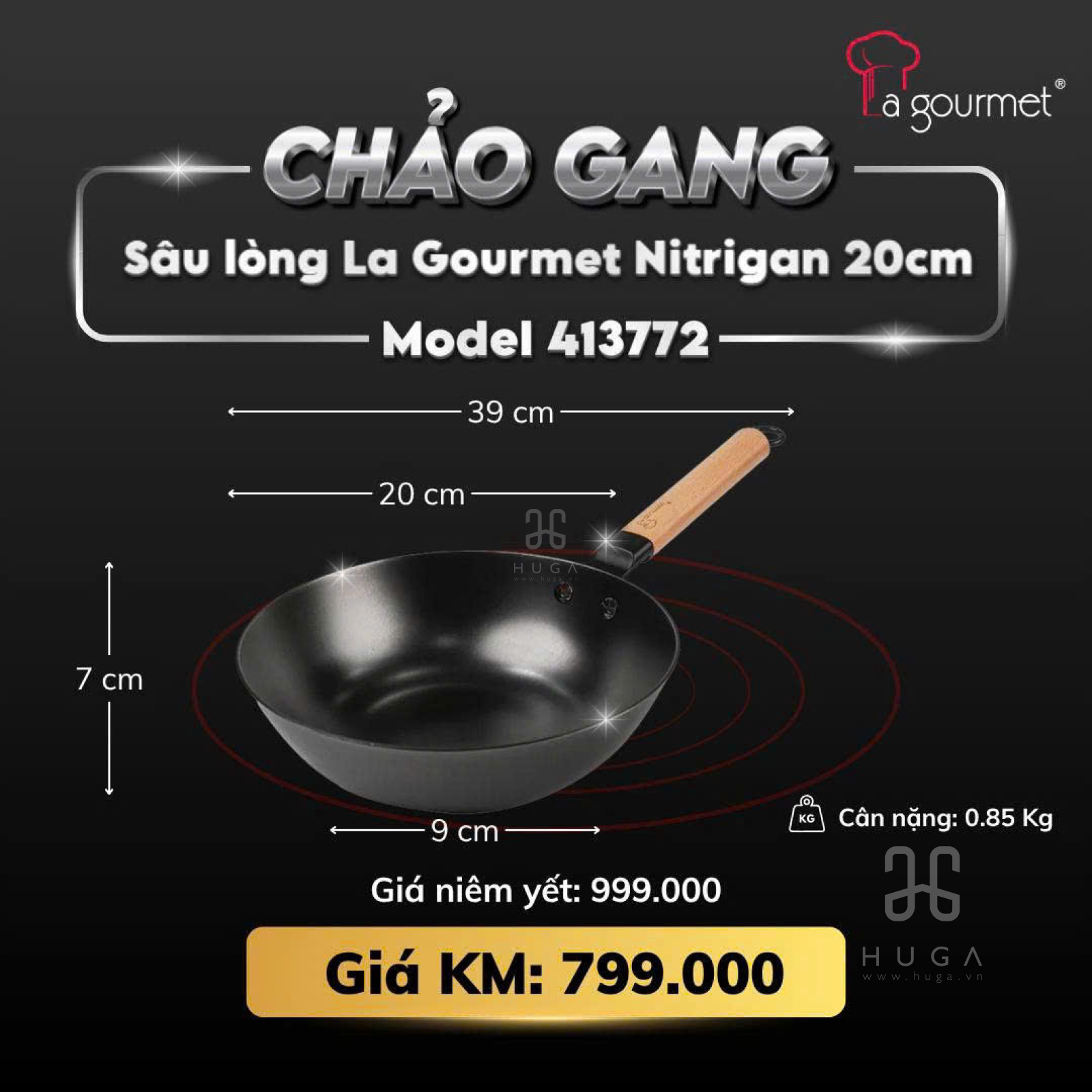 Chảo gang Nitrigan La gourmet, Chảo gang Nitrigan La gourmet, Chảo gang, Chảo gang La gourmet, chảo gang tốt,