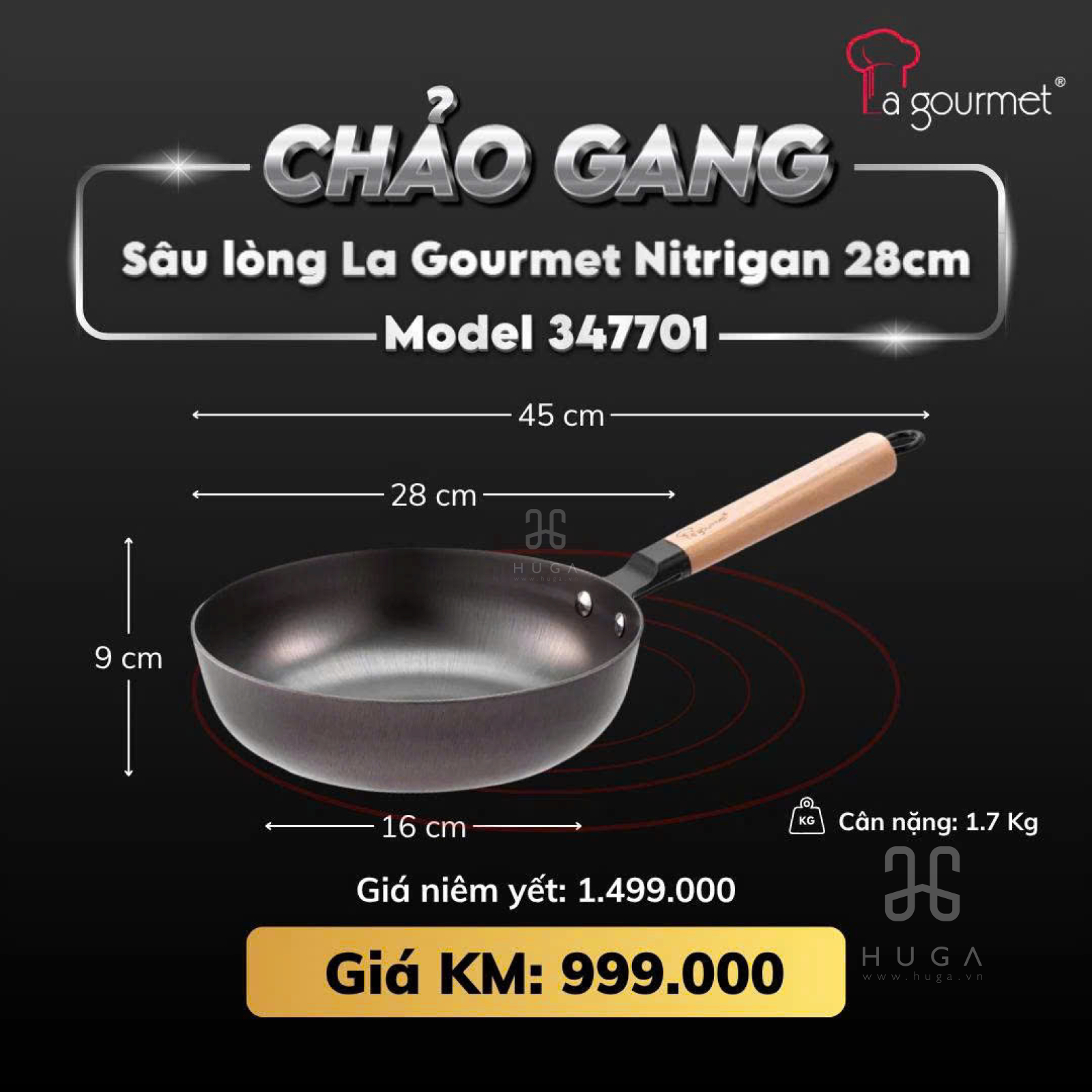 Chảo gang Nitrigan La gourmet, Chảo gang Nitrigan La gourmet, Chảo gang, Chảo gang La gourmet, chảo gang tốt,