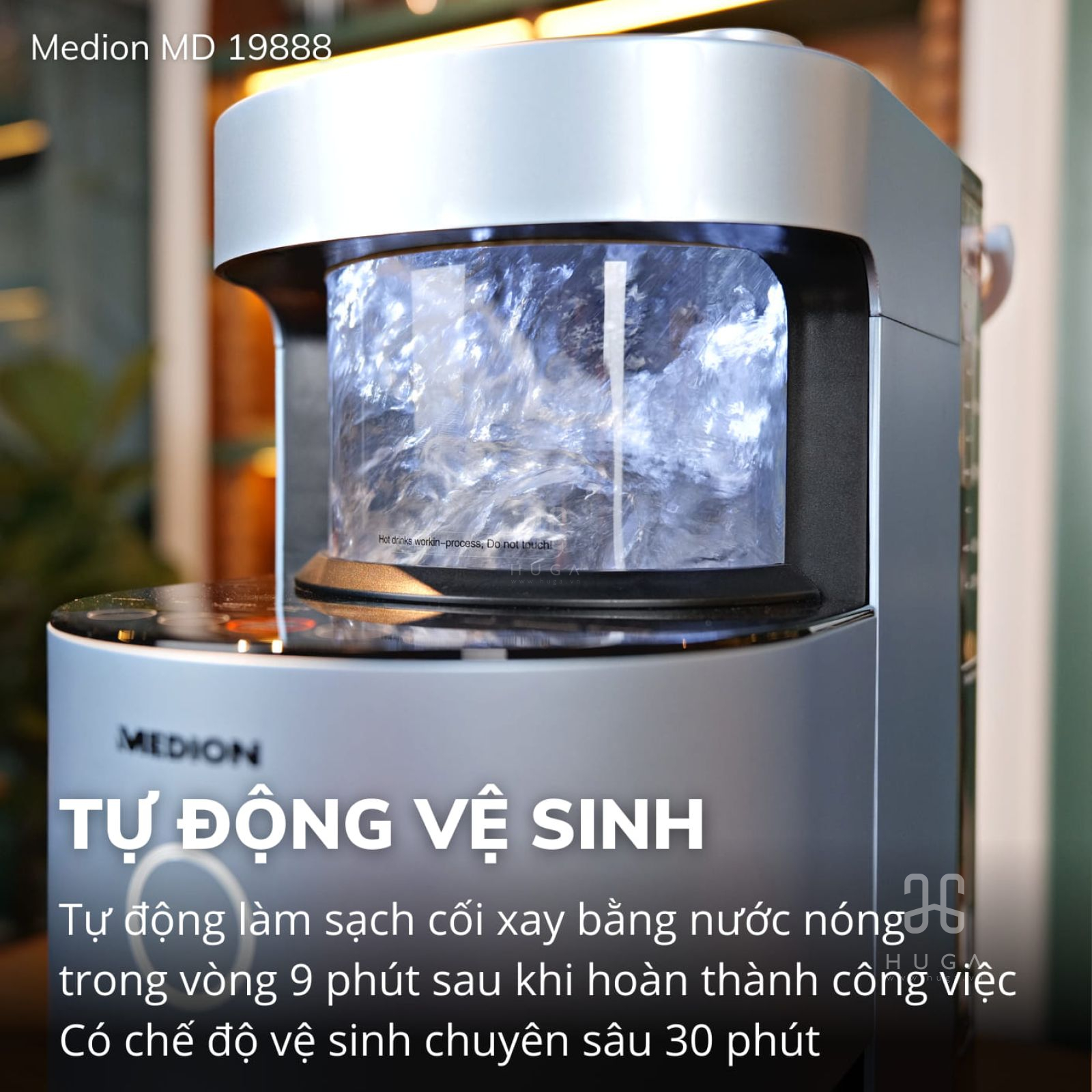 tự động làm sạch và tiệt trùng sau khi nấu medion md 19888