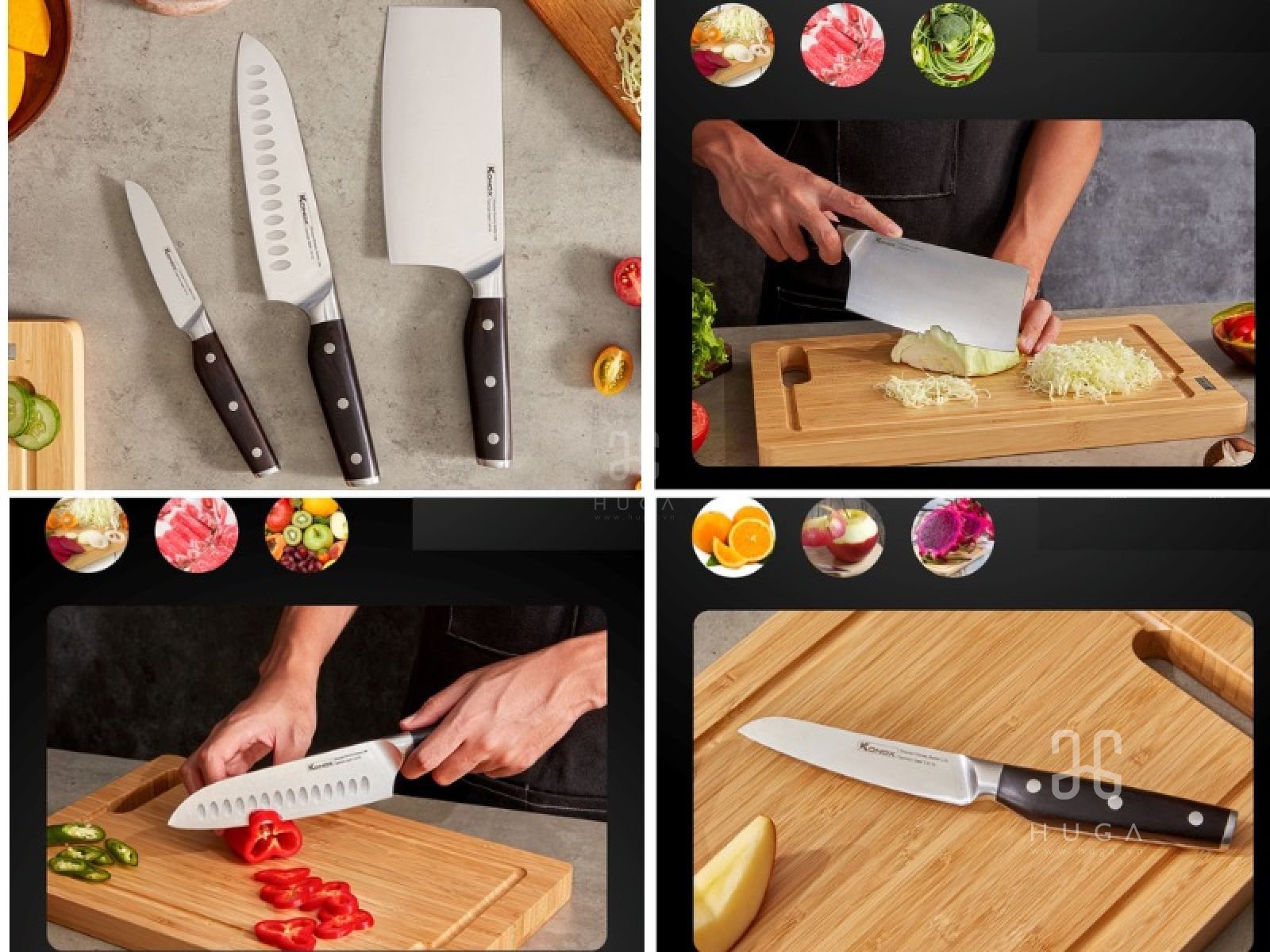 Bộ 3 dao bếp cao cấp Konox