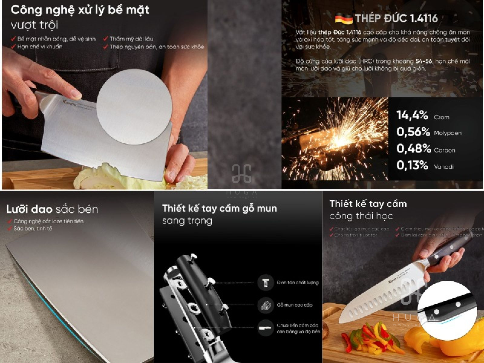 Bộ 3 dao bếp cao cấp Konox