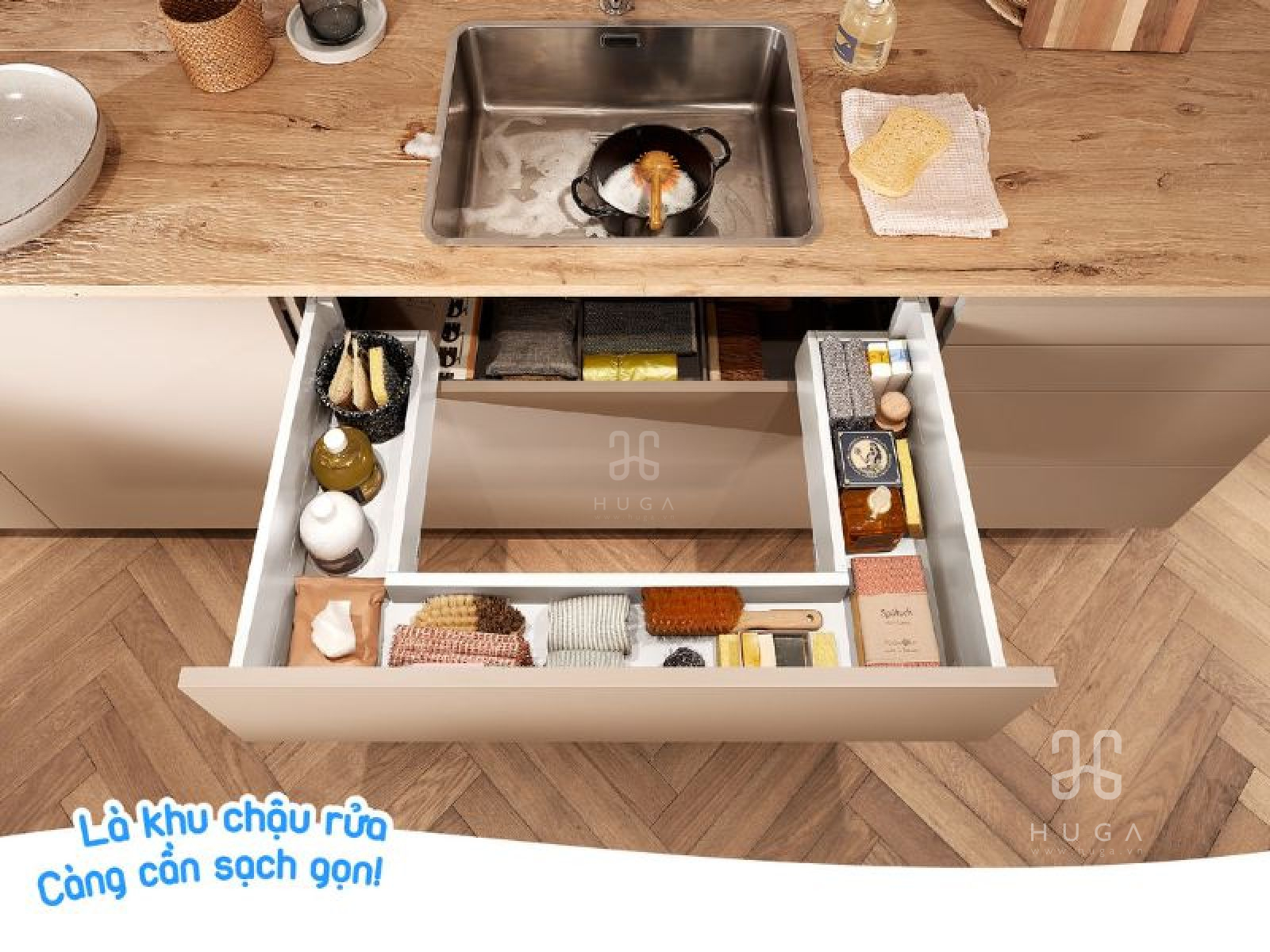Tối ưu không gian lưu trữ tủ bếp với ngăn kéo