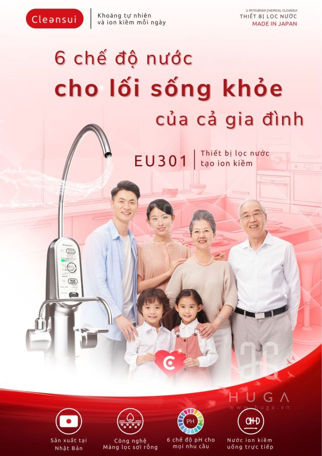 6 chế độ nước từ máy ion kiềm eu301