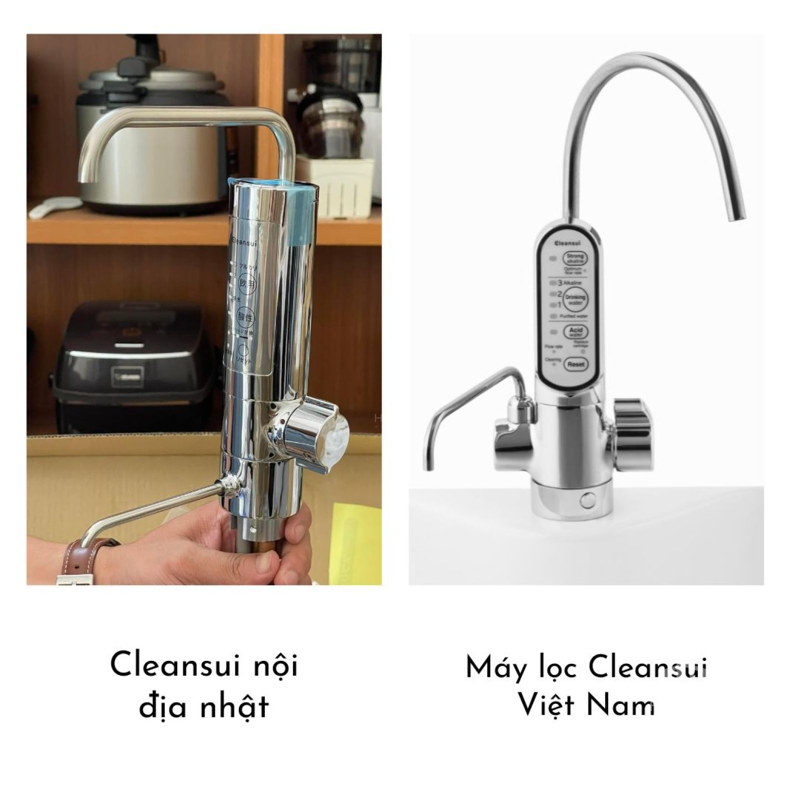 So sánh 2 máy lọc nước cleansui nội địa và chính hãng