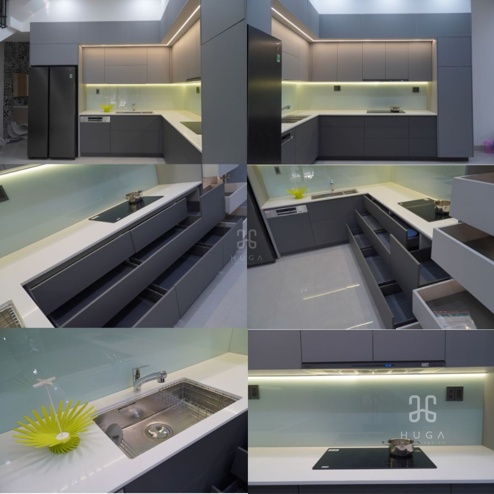 tủ bếp d&ugrave;ng phụ kiện blum tại đ&agrave; nẵng