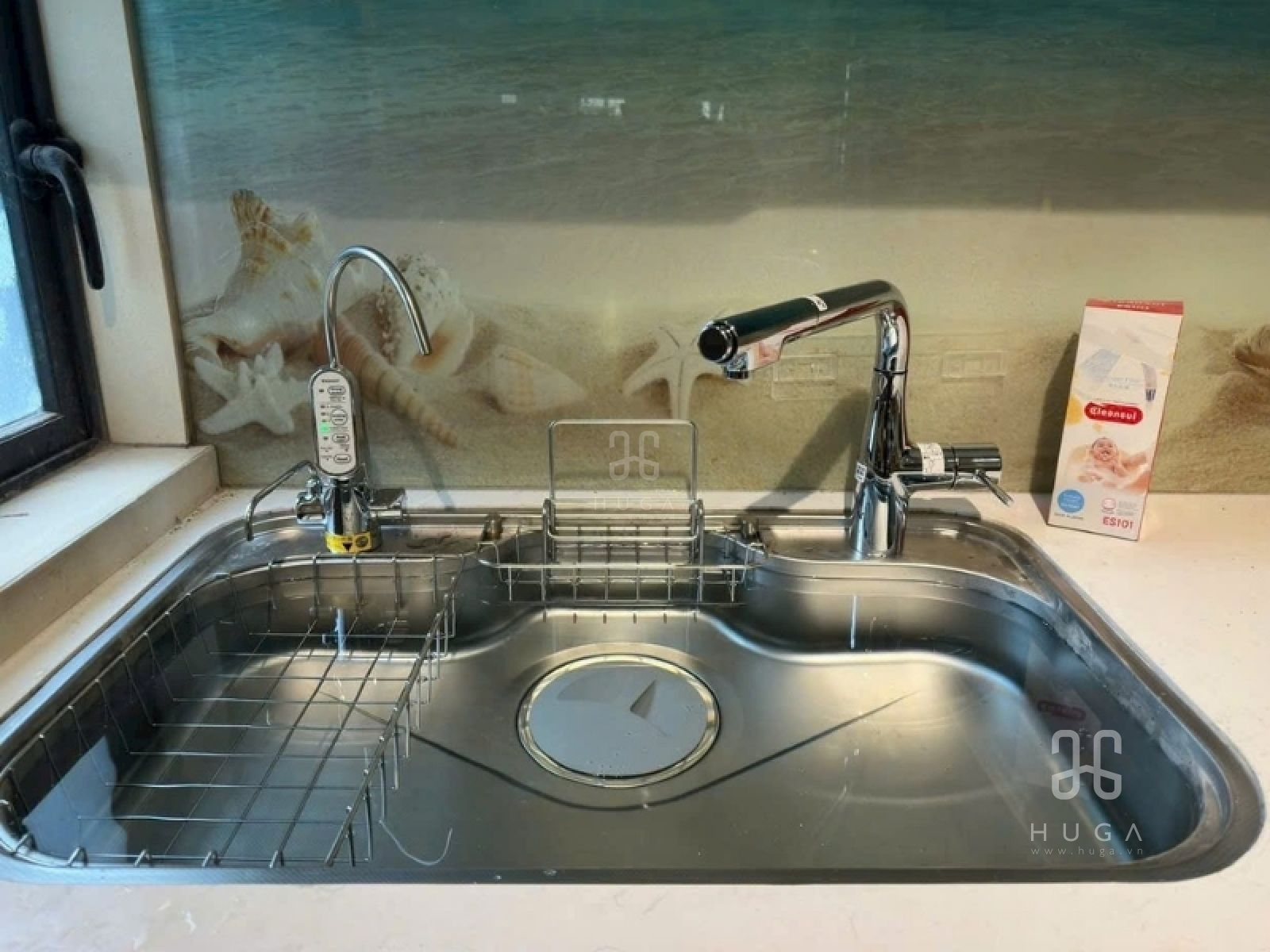 Chậu Shigeru FCM-DK kết hợp v&ograve;i KM6101EC v&agrave; v&ograve;i lọc nước EU301