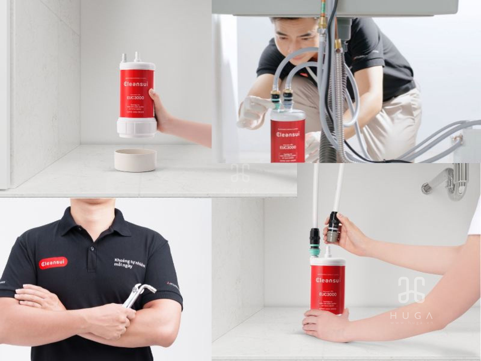 qui tr&igrave;nh thay bộ lọc EUC3000 cleansui