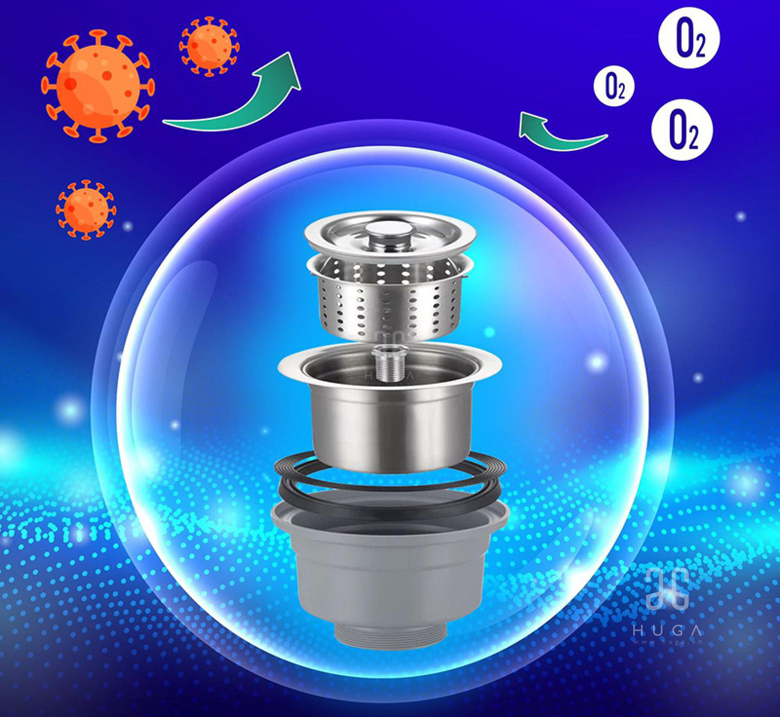 bát rác kháng khuẩn kn7644su dekor