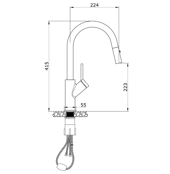 thong-so-k kỹ thuật vòi rửa dây rút Ponte Chrome