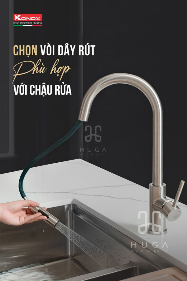 vòi rửa chén rút dây Reno 