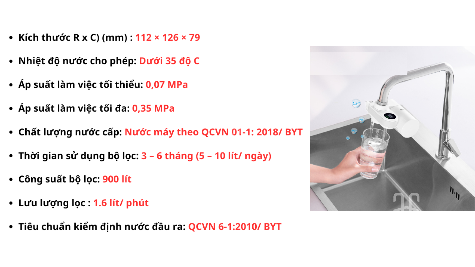 Thiết bị lọc nước lắp tại vòi EF102 