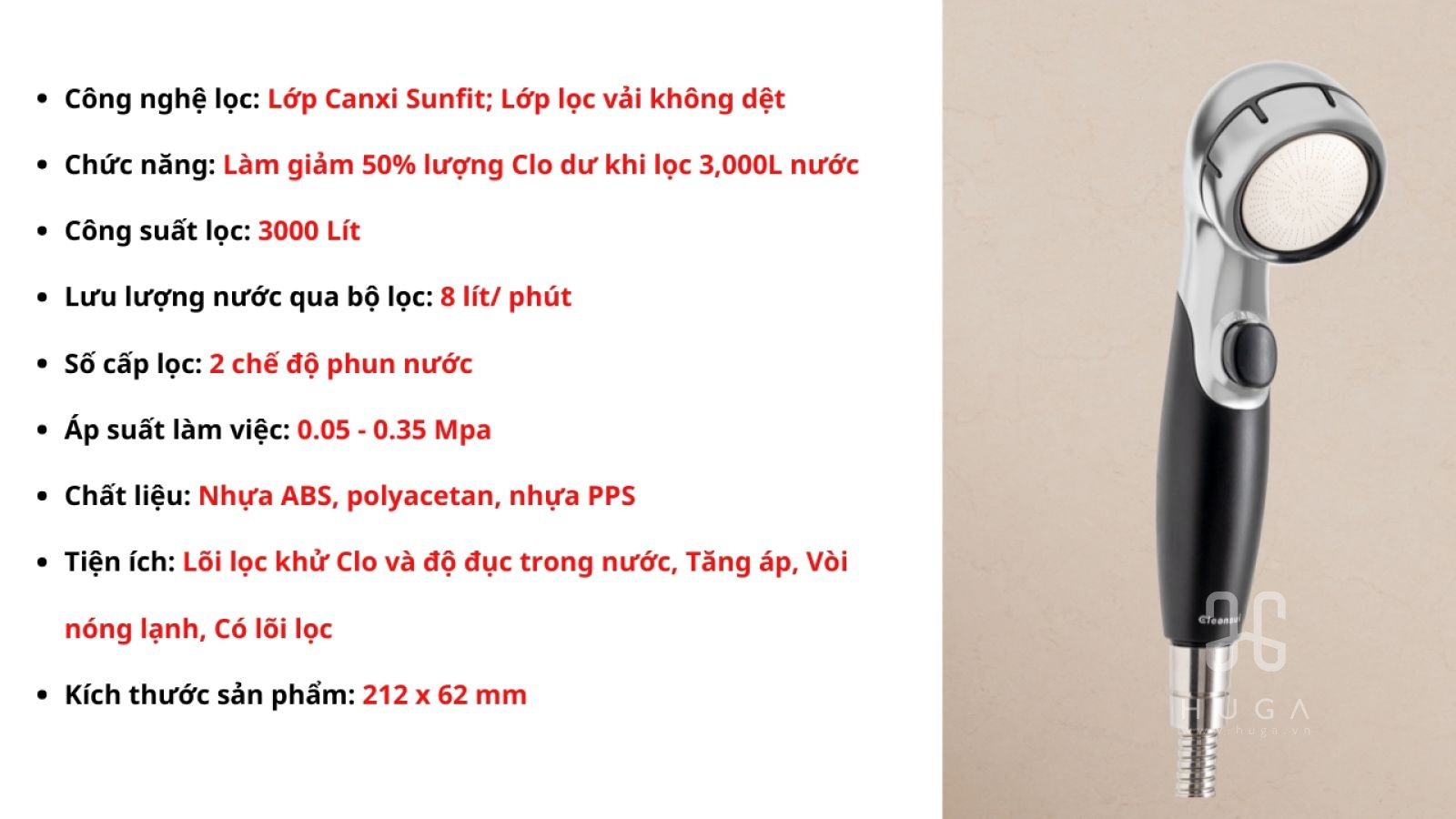 Vòi sen tắm cleansui ES301-BK