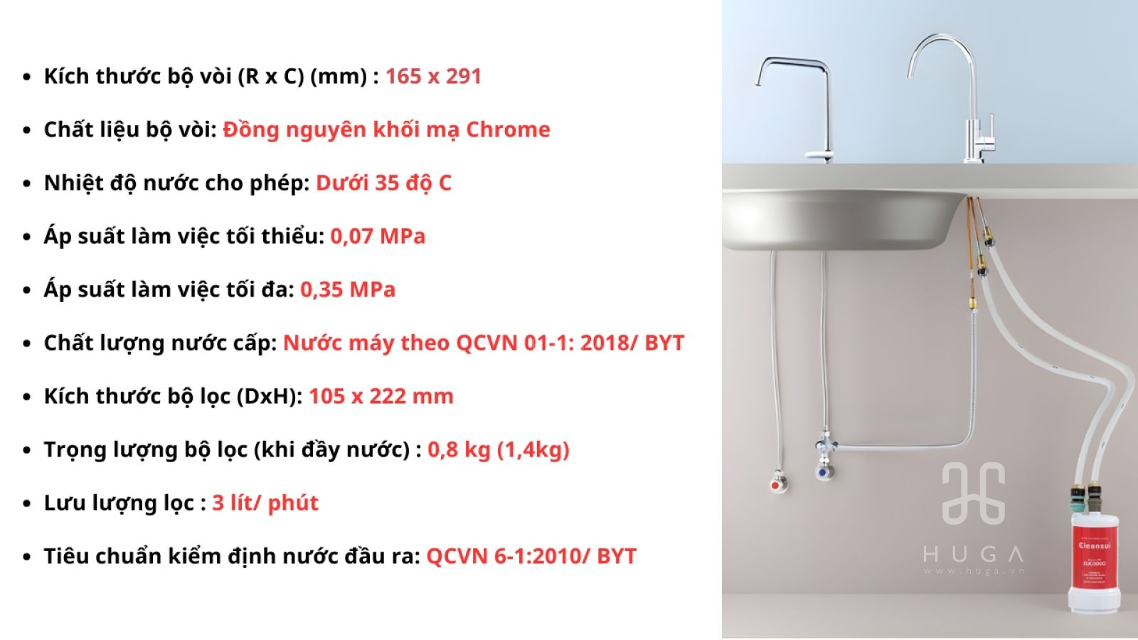 Thông số kỹ thuật máy lọc nước EU103